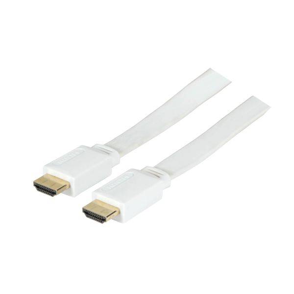 Good Connections® High-Speed-HDMI®-Flachkabel mit Ethernet, Stecker A an Stecker A, vergoldete Stecker, 3m, weiß