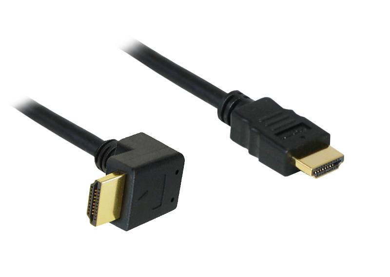 Good Connections® High-Speed-HDMI®-Kabel mit Ethernet, Winkelstecker unten, vergoldete Stecker, 3m