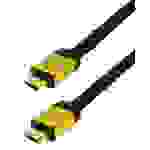 Good Connections® High-Speed-HDMI®-Flachkabel mit Ethernet, goldfarbene Metallstecker, vergoldete Kontakte, 5m