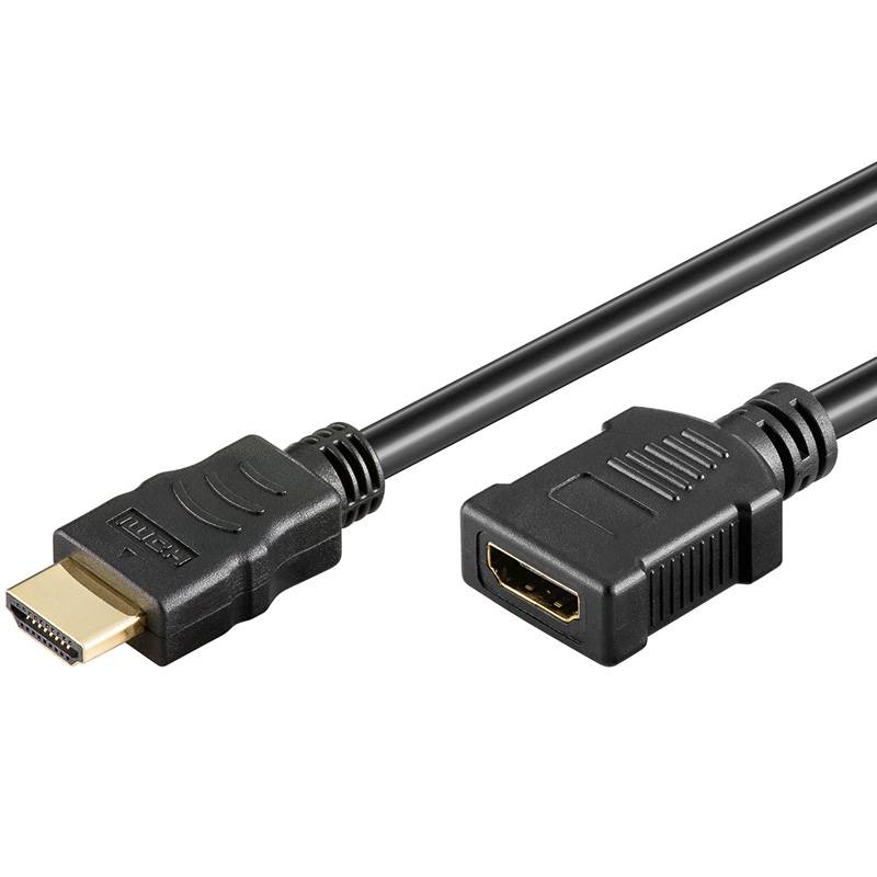 Good Connections® High-Speed-HDMI®-Kabel mit Ethernet, vergoldete Stecker, Stecker A an Kupplung A, schwarz, 0,5m