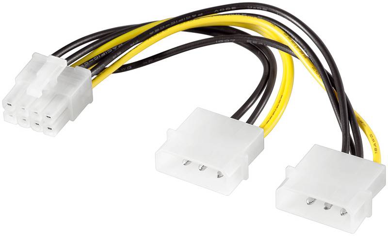 Good Connections® Internes Stromkabel 2x 5,25" Stecker auf PCI Express 8pol Stecker, 0,13m