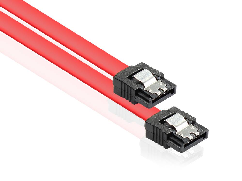 Good Connections® Anschlusskabel SATA 6 Gb/s mit Metallclip, rot, 1m