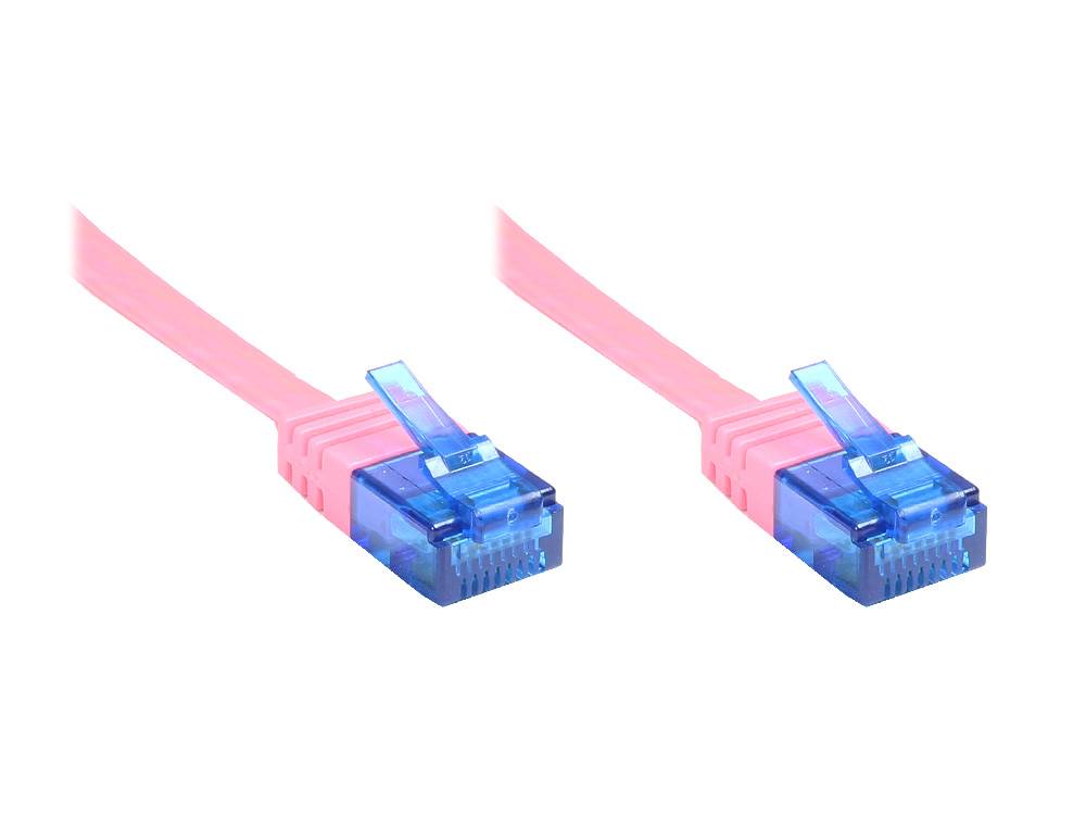 Patchkabel, Cat. 6a, U/UTP, FLACHKABEL, 500 MHz, magenta, 0,5m, Good Connections®