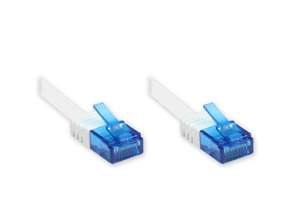 Patchkabel, Cat. 6a, U/UTP, FLACHKABEL, 500 MHz, weiß, 1m, Good Connections®