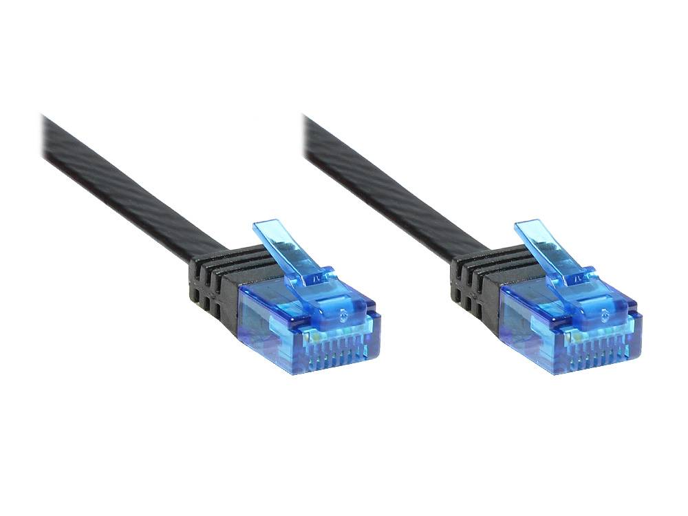 Patchkabel, Cat. 6a, U/UTP, FLACHKABEL, 500 MHz, schwarz, 20m, Good Connections®