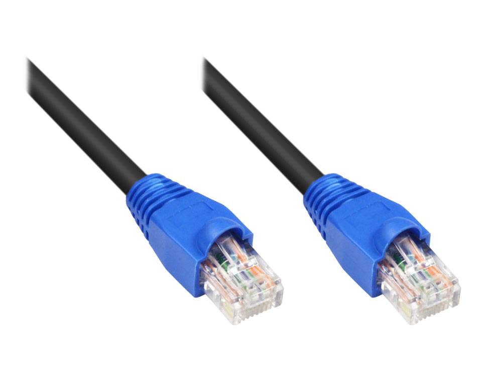 Good Connections® Patchkabel, Cat. 6, U/UTP, 250MHz, konfektioniert für den Außenbereich, schwarz, 50m