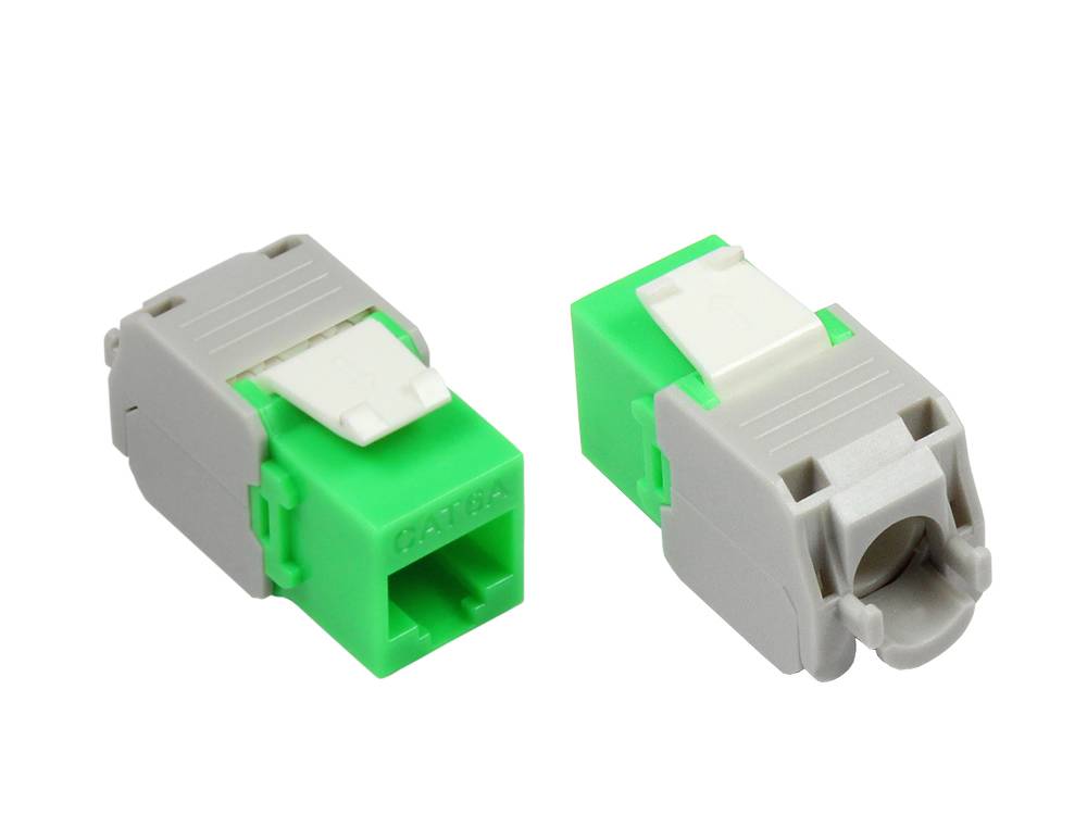 Good Connections® KeyStone RJ45 Jack, Cat. 6a, ungeschirmt, 500MHz, weiß/grün
