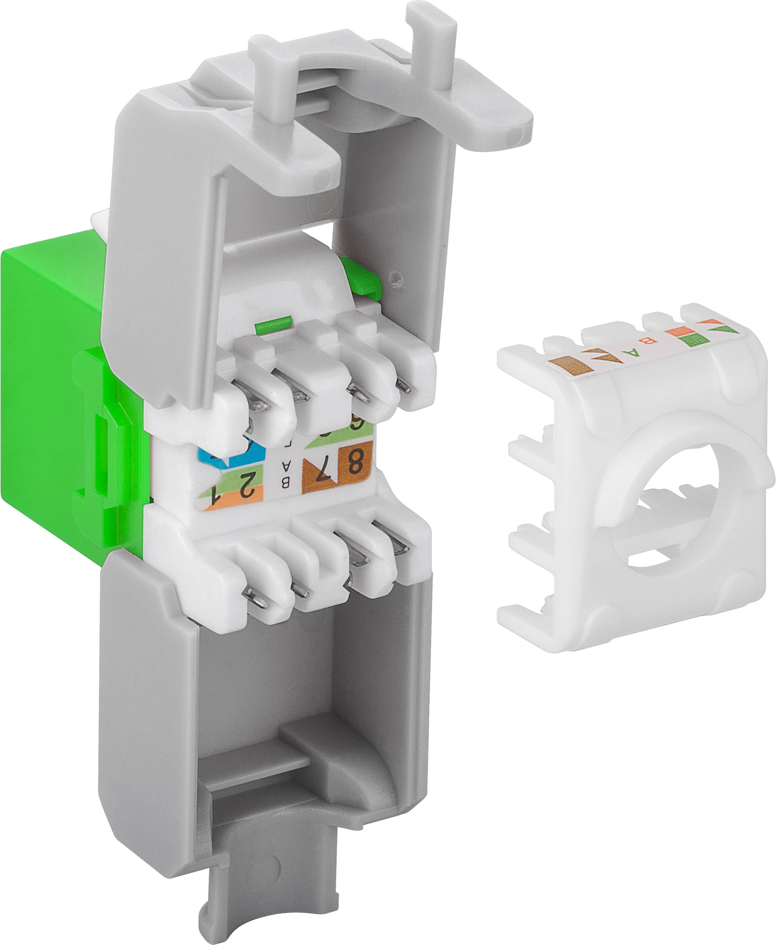 Good Connections® KeyStone RJ45 Jack, Cat. 6a, ungeschirmt, 500MHz, weiß/grün