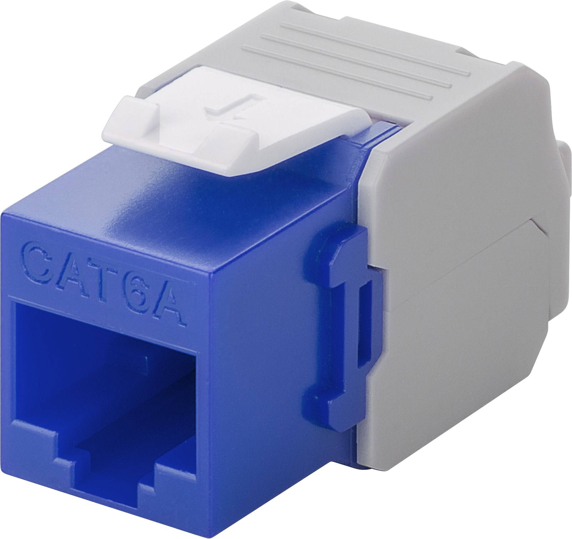 Good Connections® KeyStone RJ45 Jack, Cat. 6a, ungeschirmt, 500MHz, weiß/blau