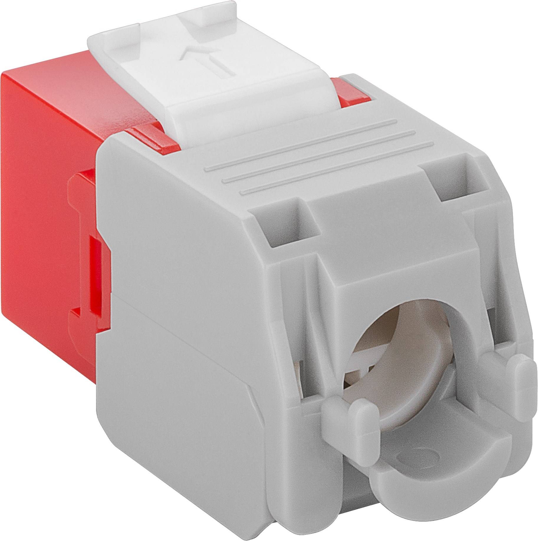 Good Connections® KeyStone RJ45 Jack, Cat. 6a, ungeschirmt, 500MHz, weiß/rot
