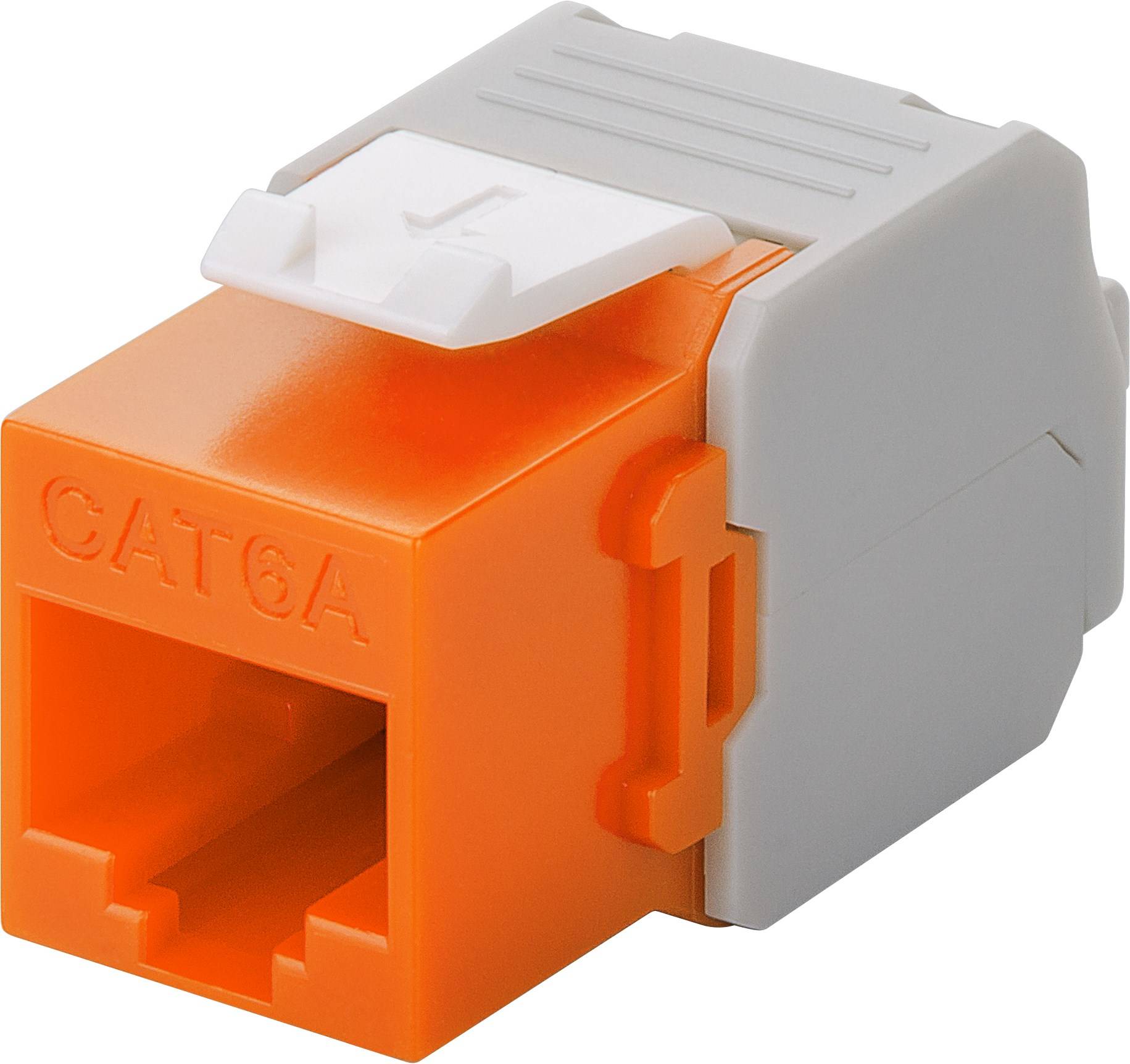 Good Connections® KeyStone RJ45 Jack, Cat. 6a, ungeschirmt, 500MHz, weiß/orange