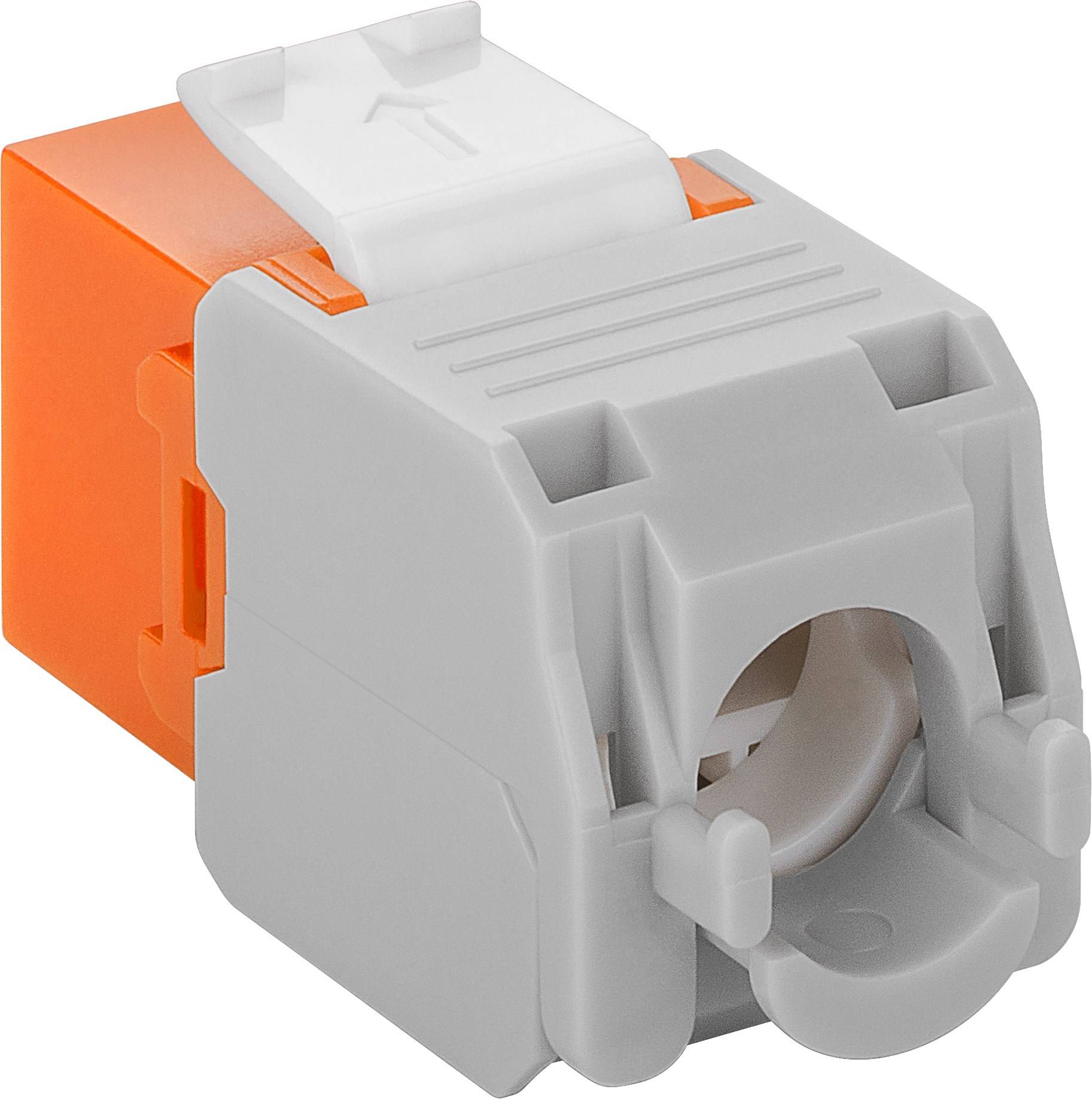 Good Connections® KeyStone RJ45 Jack, Cat. 6a, ungeschirmt, 500MHz, weiß/orange