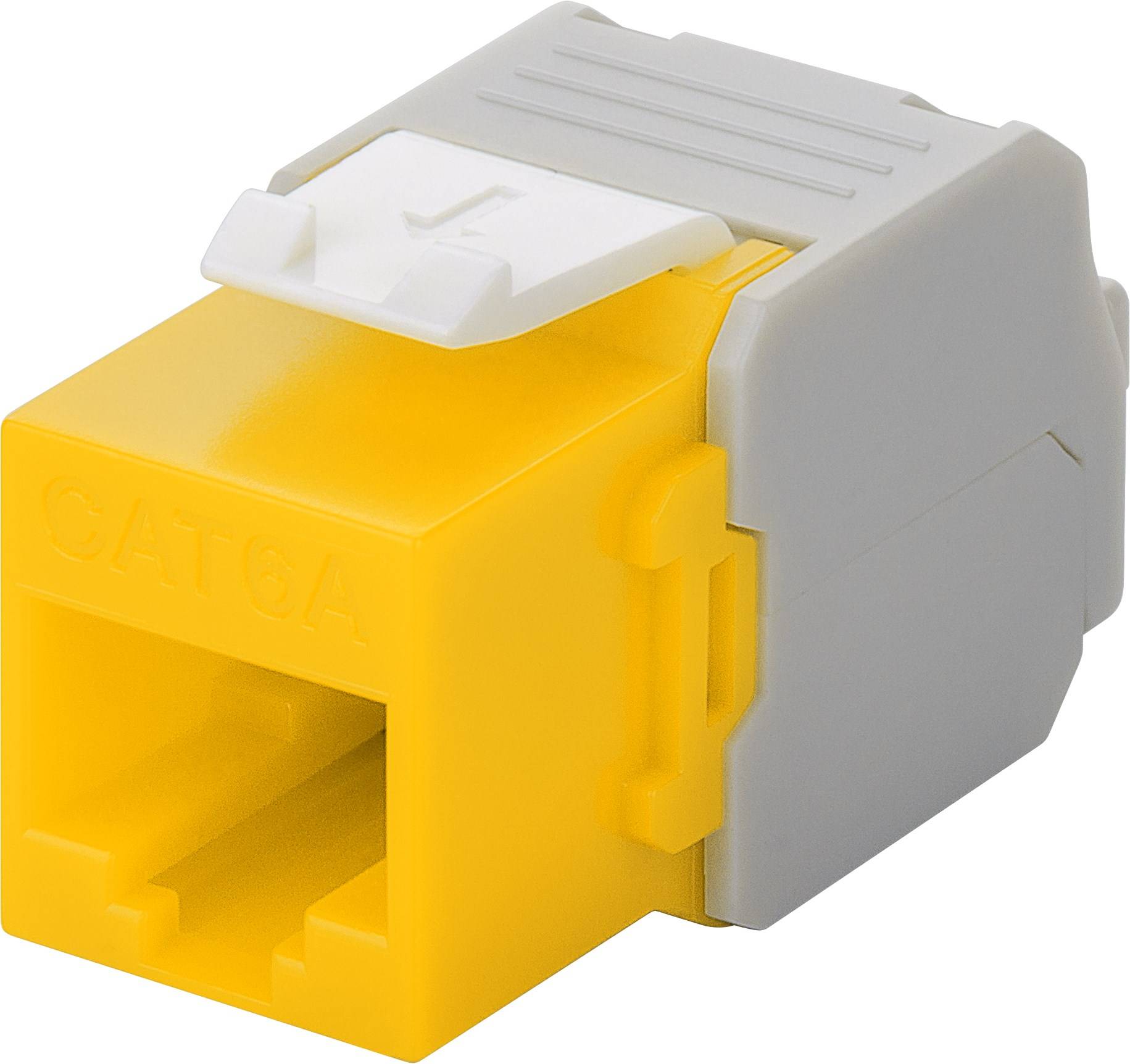 Good Connections® KeyStone RJ45 Jack, Cat. 6a, ungeschirmt, 500MHz, weiß/gelb