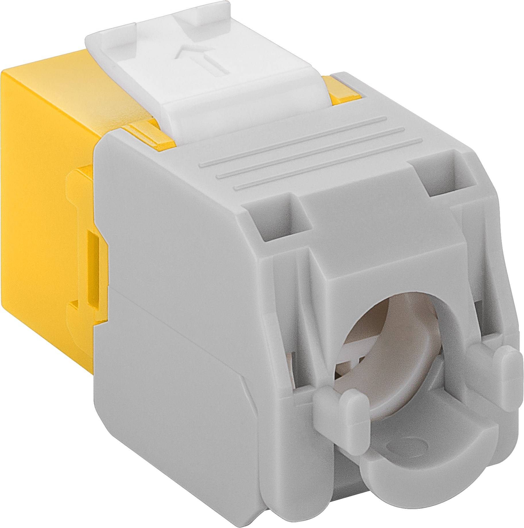 Good Connections® KeyStone RJ45 Jack, Cat. 6a, ungeschirmt, 500MHz, weiß/gelb