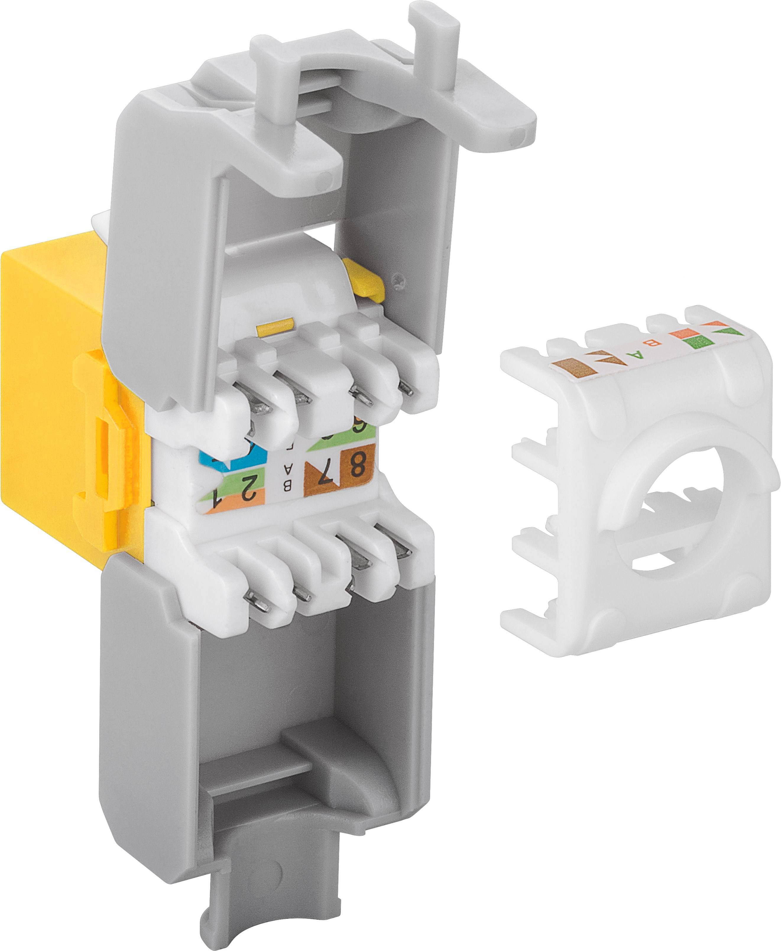Good Connections® KeyStone RJ45 Jack, Cat. 6a, ungeschirmt, 500MHz, weiß/gelb