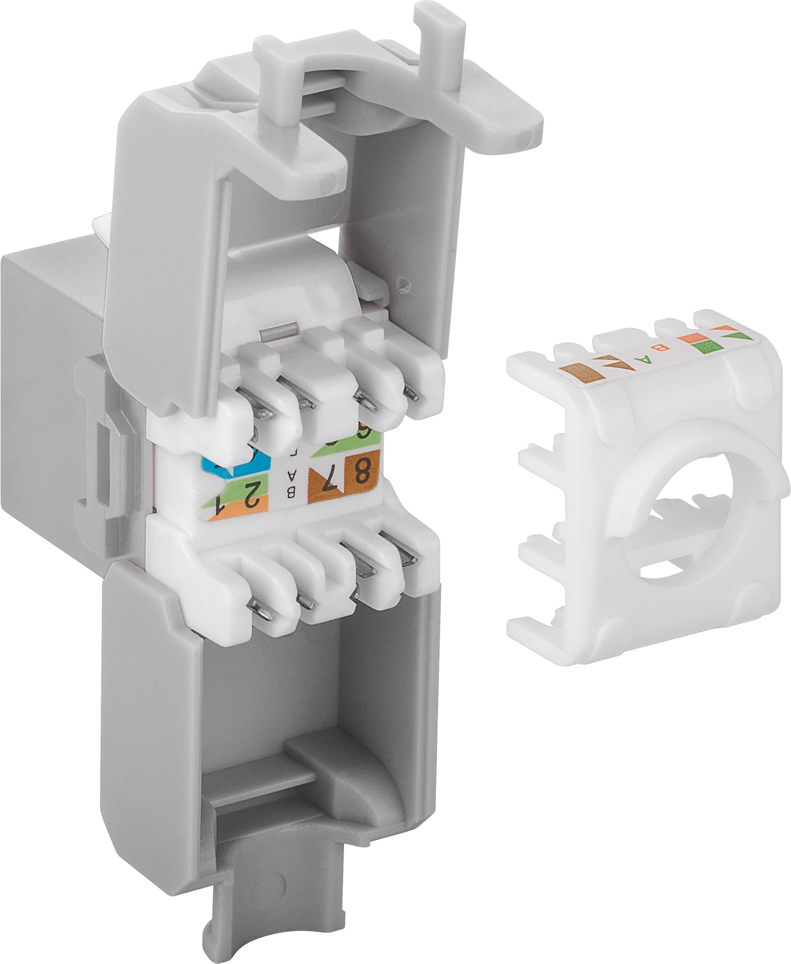 Good Connections® KeyStone RJ45 Jack, Cat. 6a, ungeschirmt, 500MHz, weiß/grau