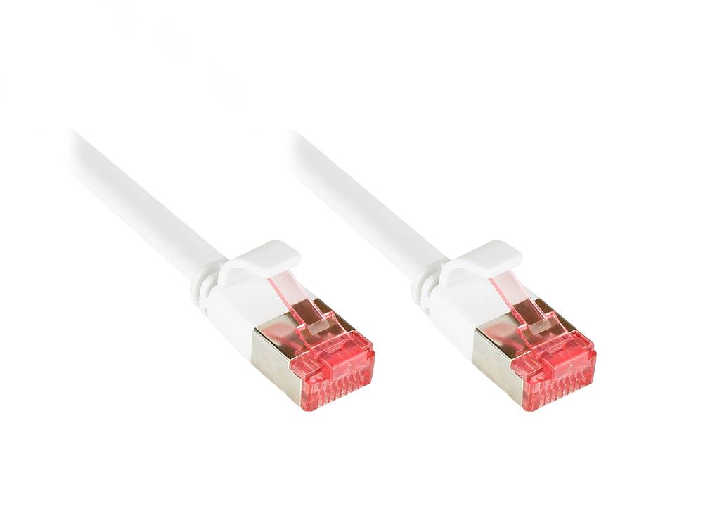 Good Connections® Patchkabel, Cat. 6, U/FTP, FLACHKABEL, PVC, CU, 250 MHz, weiß, 1,5m
