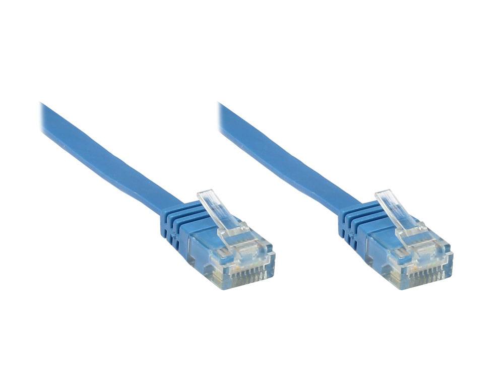 Good Connections® Patchkabel, Cat. 6, U/UTP, FLACHKABEL, blau, 0,5m