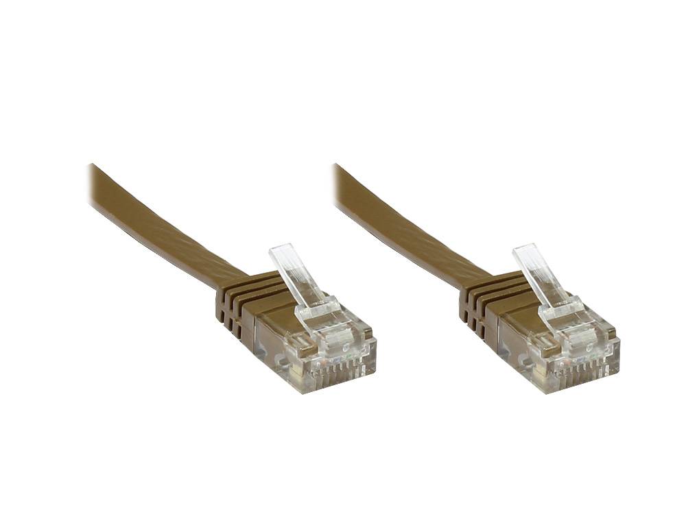 Good Connections® Patchkabel, Cat. 6, U/UTP, FLACHKABEL, 0,5m, braun