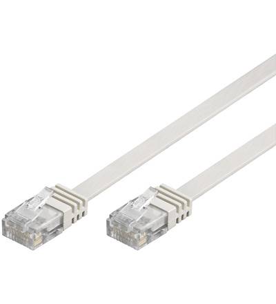 Zwei klare Ethernet-Kabel mit RJ45-Steckern auf weißem Hintergrund.