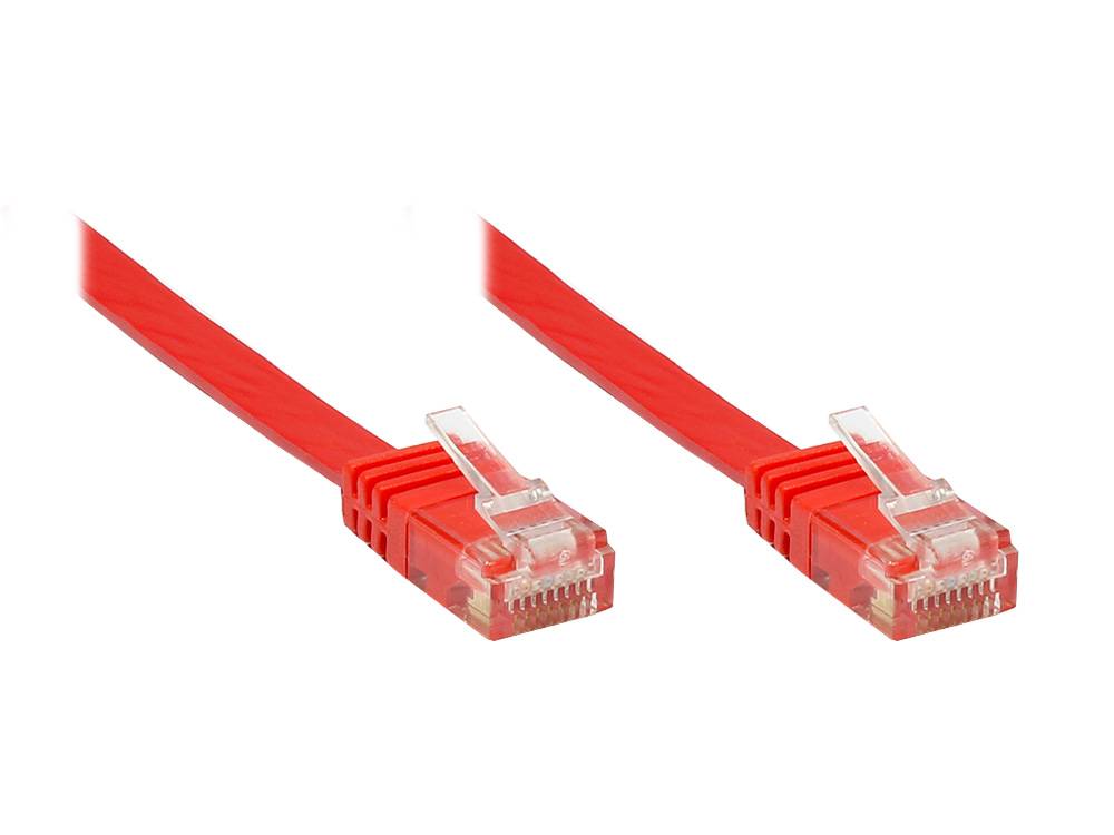 Good Connections® Patchkabel, Cat. 6, U/UTP, FLACHKABEL, rot, 15m