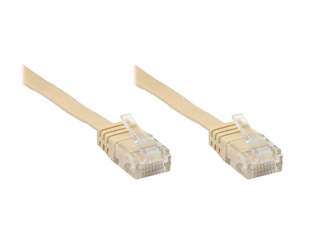 Good Connections® Patchkabel, Cat. 6, U/UTP, FLACHKABEL, 20m, hellbraun