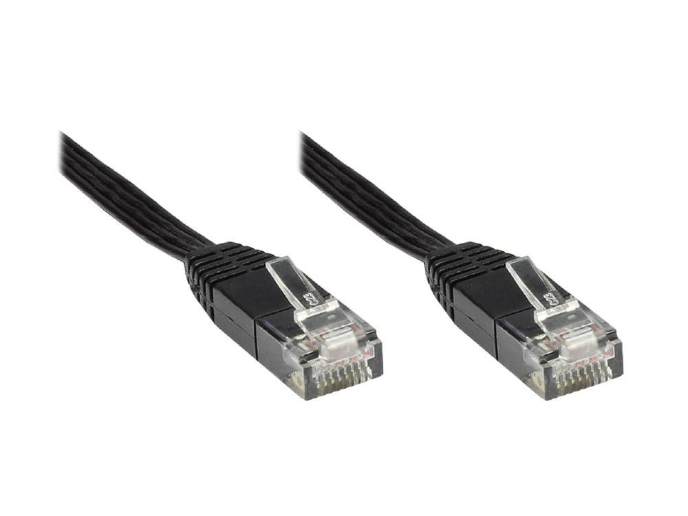 Good Connections® Patchkabel, Cat. 6, U/UTP, FLACHKABEL, 20m, schwarz