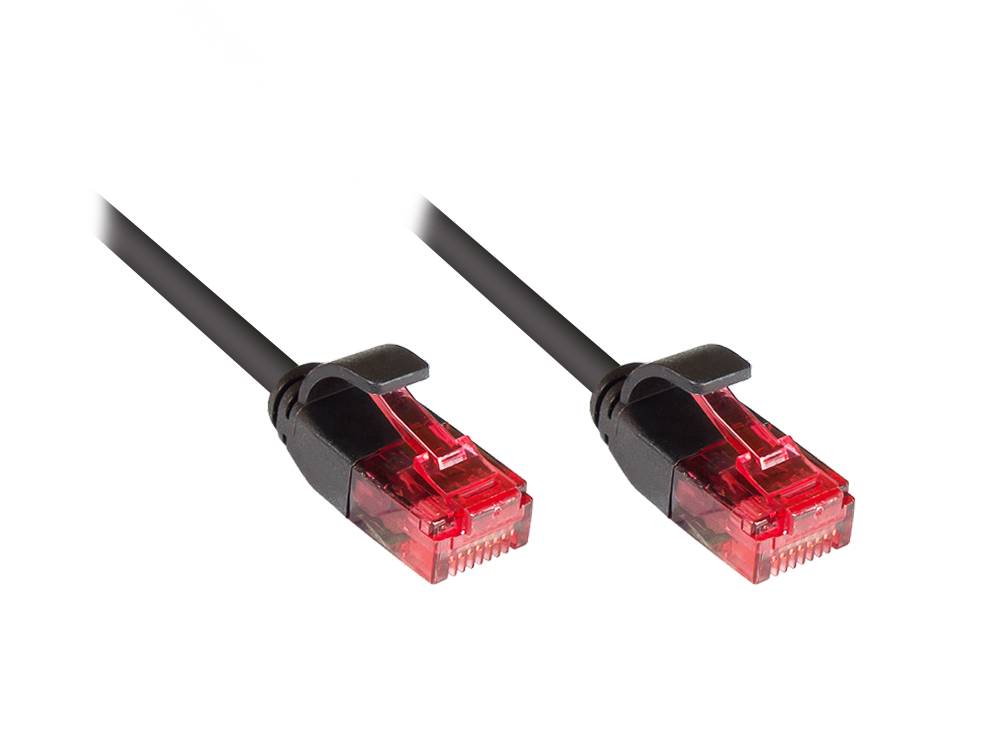 Good Connections® Patchkabel, Cat.6, U/UTP, SLIMLINE-KABEL, PVC, CU, 250MHz, schwarz, 2m