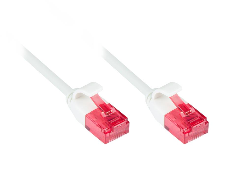 Good Connections® Patchkabel, Cat.6, U/UTP, SLIMLINE-KABEL, PVC, CU, 250MHz, weiß, 3m