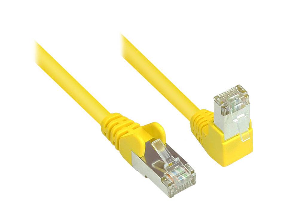 Good Connections® Patchkabel, Cat. 6, S/FTP, PiMF, 250MHz, einseitig 90° nach unten gewinkelt, gelb, 1m