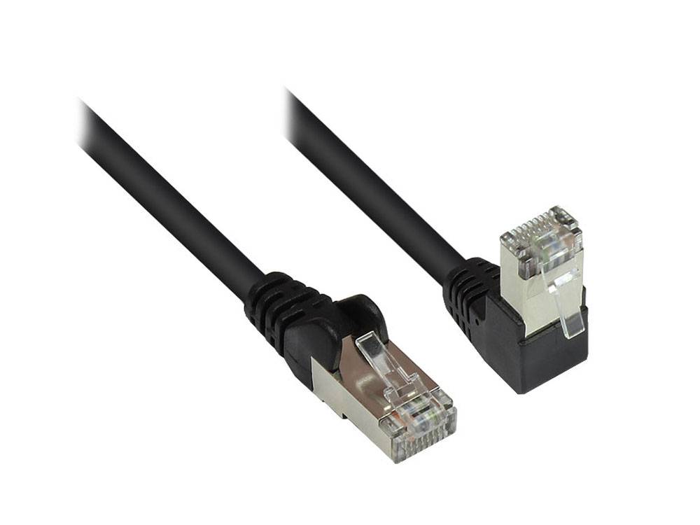 Good Connections® Patchkabel, Cat. 6, S/FTP, PiMF, 250MHz, einseitig 90° nach unten gewinkelt, schwarz, 3m