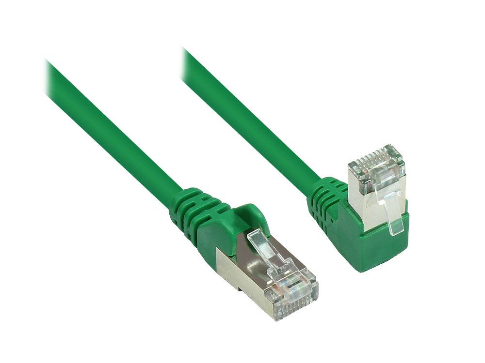 Good Connections® Patchkabel, Cat. 6, S/FTP, PiMF, 250MHz, einseitig 90° nach unten gewinkelt, grün, 5m