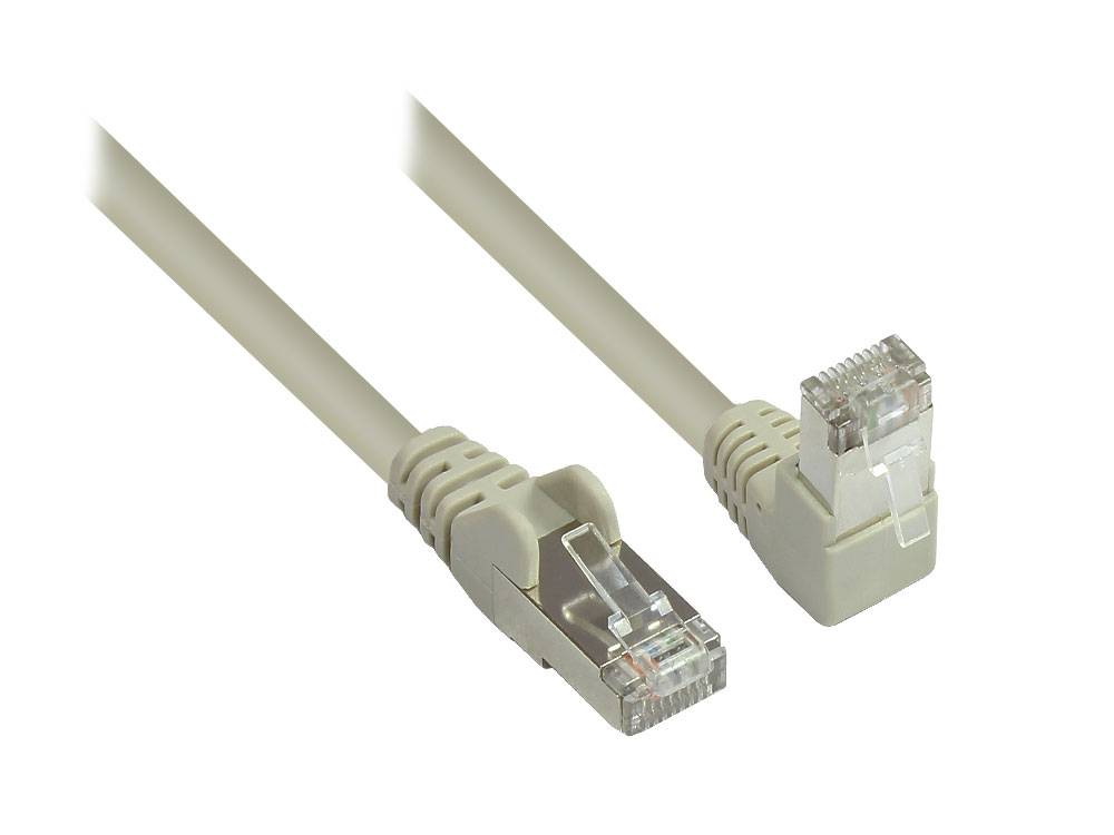 Good Connections® Patchkabel, Cat. 6, S/FTP, PiMF, 250MHz, einseitig 90° nach unten gewinkelt, grau, 10m