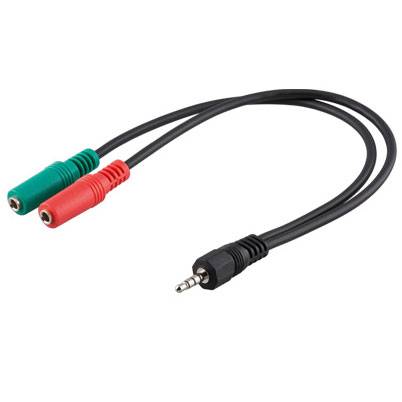 Good Connections® Anschlusskabel, Audio-Video, 0,3m für Headsets, 4-pol. 3,5mm Stecker an 2x3,5mm Buchse