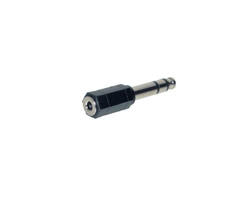3,5-mm-Audioadapterverbinder mit schwarzem Gehäuse und Metallverbinder auf weißem Hintergrund