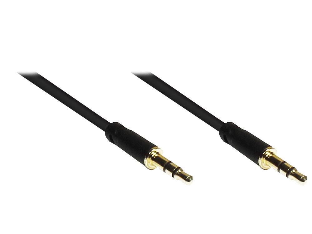 Good Connections® Super Slim Klinkenkabel, 3,5mm Stereo Mini-Stecker auf 3,5mm Stereo Mini-Stecker, schwarz, 1,5m
