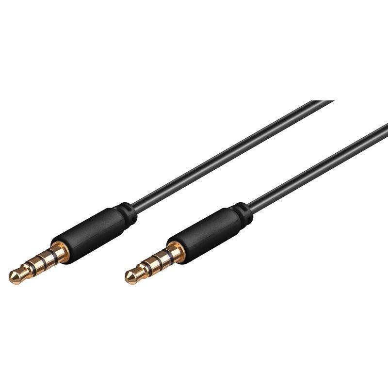 Good Connections® Klinkenkabel, 3,5mm Stecker an Stecker, 4-polig, vergoldete Kontakte, schwarz, 2m