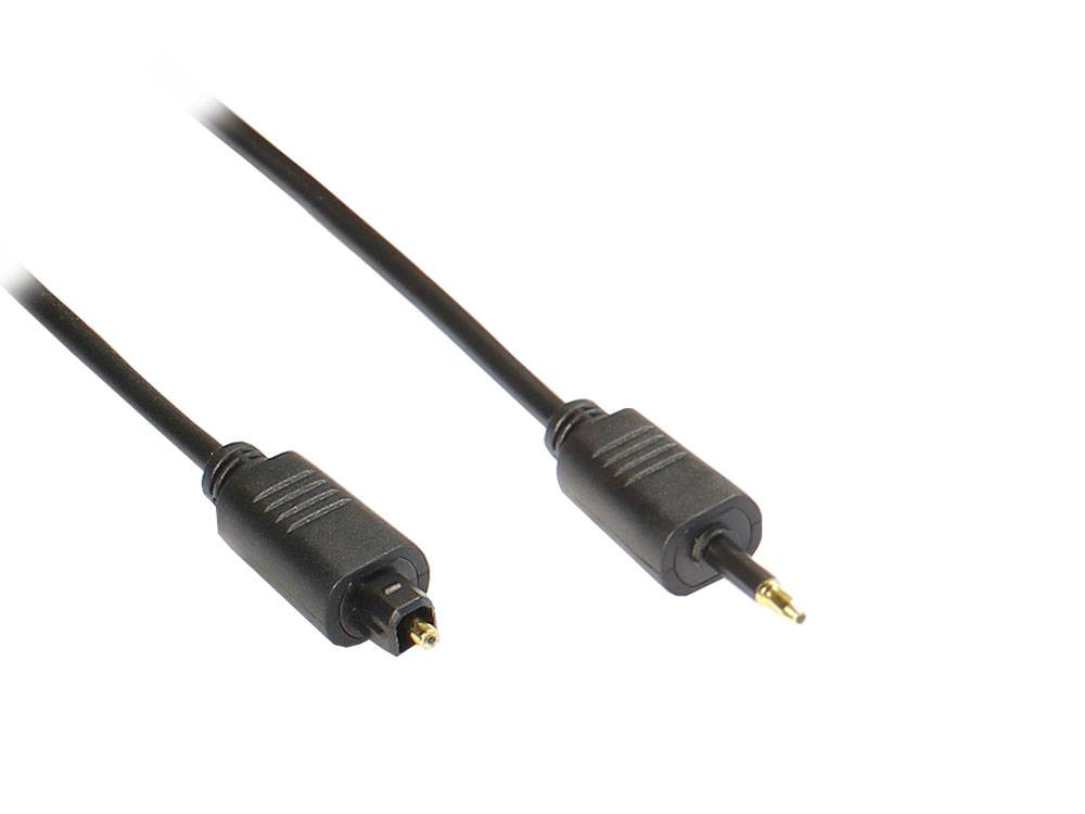 Good Connections® Anschlusskabel Toslink Stecker an 3,5mm Mini Stecker, Ø 2,2mm, schwarz, 0,5m