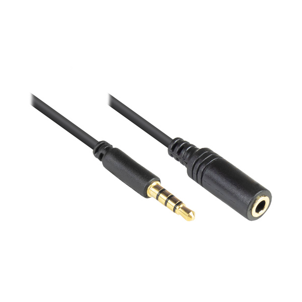 Good Connections® Klinkenverlängerung 3,5mm, Stecker an Buchse (4polig), schwarz, 0,5m