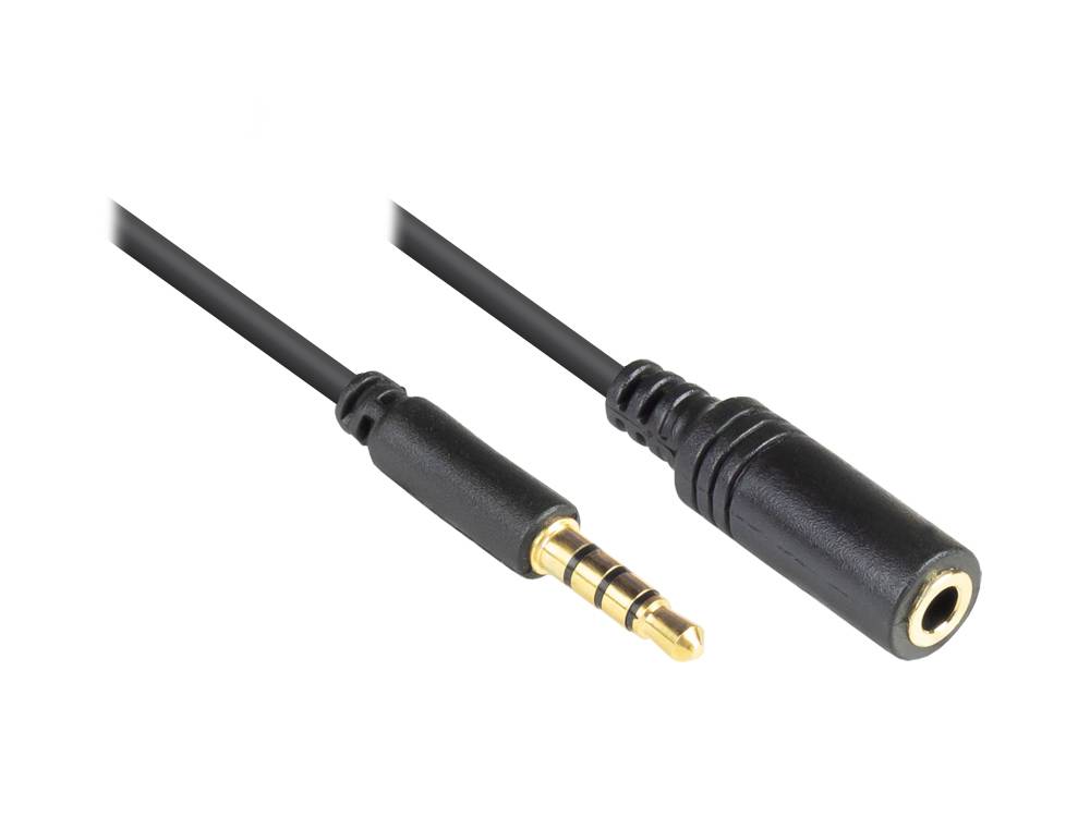 Good Connections Klinkenverlängerung 3,5mm - Stecker an Buchse (4polig) - schwar