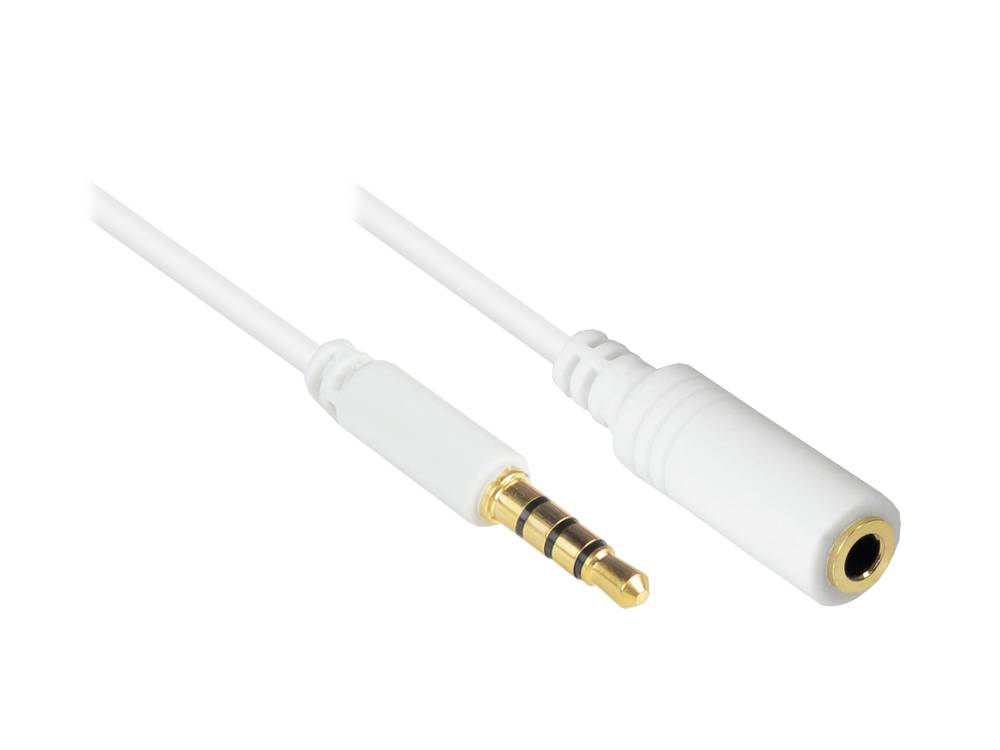 Good Connections® Klinkenverlängerung 3,5mm, Stecker an Buchse (4polig), weiß, 0,5m
