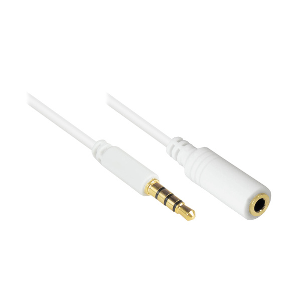 Good Connections® Klinkenverlängerung 3,5mm, Stecker an Buchse (4polig), weiß, 1m