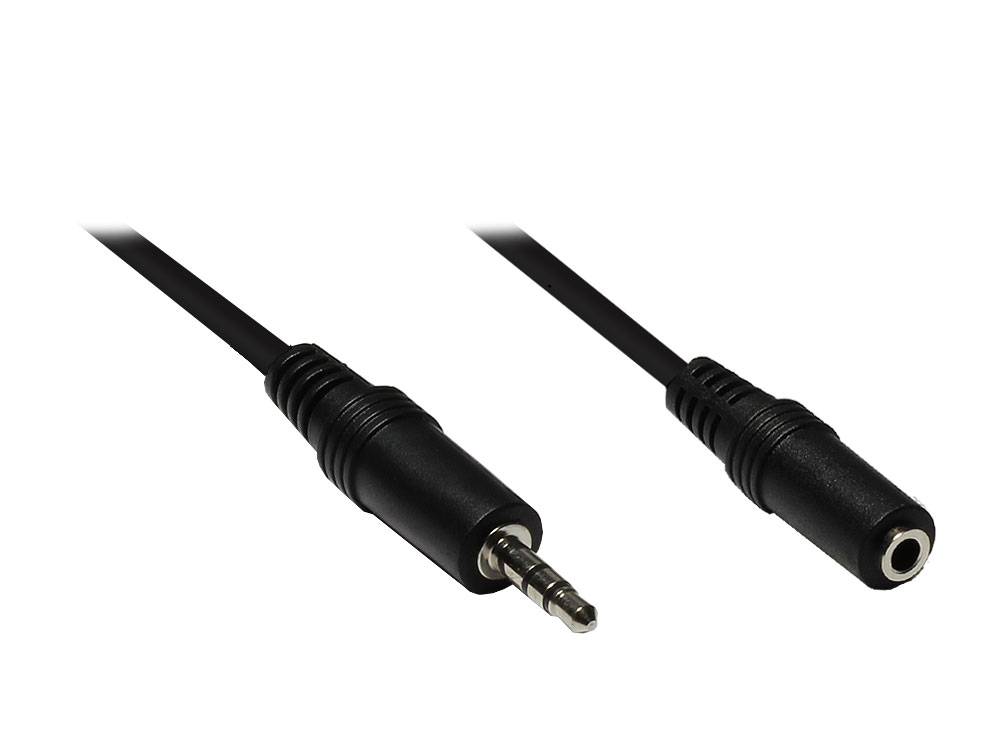 Good Connections® Klinkenverlängerung 3,5mm, Stecker an Buchse (3polig), schwarz, 5m