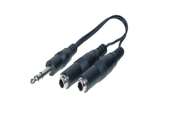 Good Connections® Adapterkabel 6,3mm Klinke Stereo Stecker / 2 x Buchse, ca. 0,2m