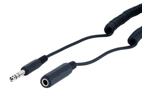 Good Connections® Stereo Verlängerung 6,3mm Klinke St. / Bu., Spiralkabel 5m