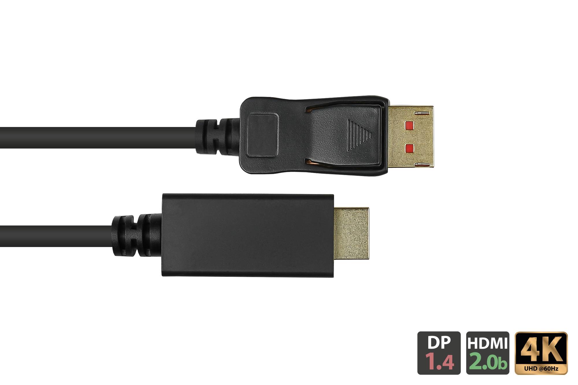 Good Connections® Anschlusskabel DisplayPort 1.4 an HDMI 2.0, 4K @60Hz, vergoldete Kontakte, OFC, schwarz, 2m