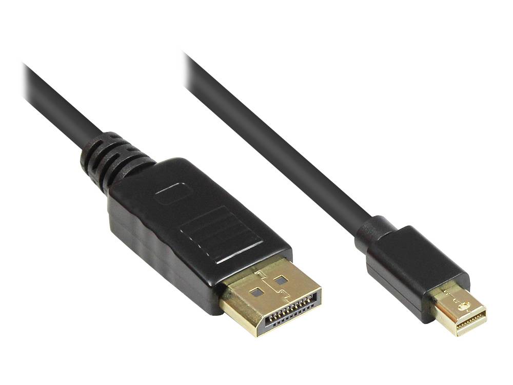 Good Connections® Anschlusskabel DisplayPort Stecker auf Mini DisplayPort Stecker, vergoldet, schwarz, 2m