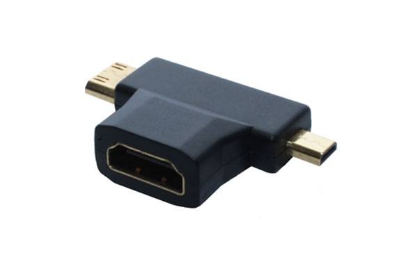 Good Connections® HDMI T-Adapter, Buchse A auf 1x Stecker D + 1x Stecker C, vergoldete Kontakte