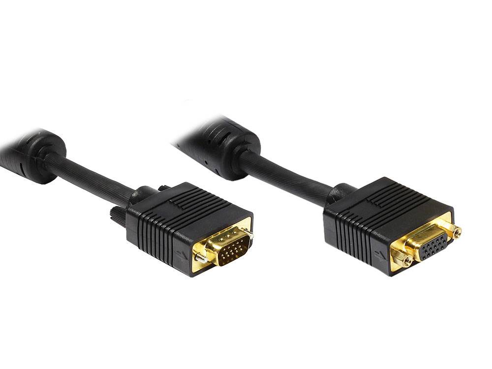 Good Connections® Verlängerung S-VGA Stecker auf Buchse, schwarz, 5m
