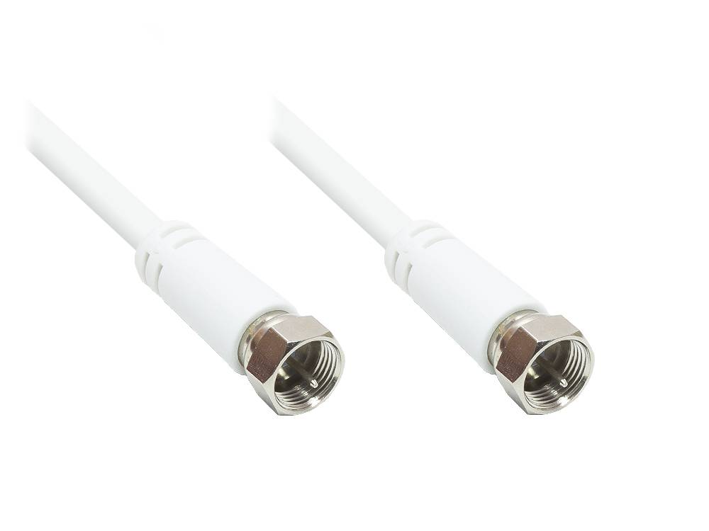 Good Connections® SAT Antennenkabel, F-Stecker beidseitig (vernickelt), 2x geschirmt (70dB / 75 Ohm), CCS, weiß, 15m